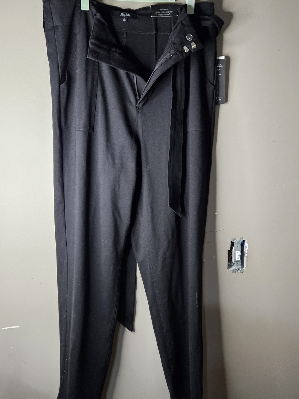 Leighton Black Slim Tailored Dress Pants Waist 19" Inseam 30" Size XL